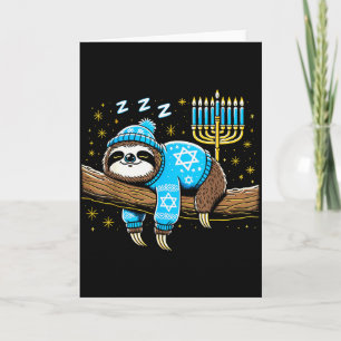 Funny Hanukkah Sloth Jewish Chanukah Sleeng Hanukk Card
