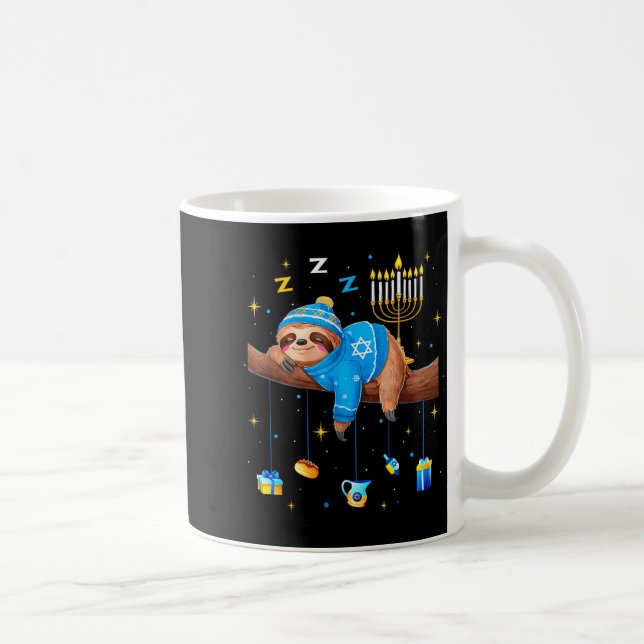 Funny Hanukkah Sloth Jewish Chanukah Sleeng Hanukk Coffee Mug (Right)