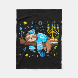 Funny Hanukkah Sloth Jewish Chanukah Sleeng Hanukk Fleece Blanket