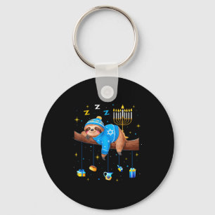 Funny Hanukkah Sloth Jewish Chanukah Sleeng Hanukk Keychain
