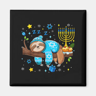 Funny Hanukkah Sloth Jewish Chanukah Sleeng Hanukk Magnet