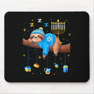 Funny Hanukkah Sloth Jewish Chanukah Sleeng Hanukk Mouse Pad