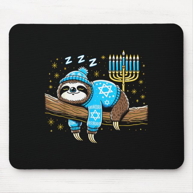 Funny Hanukkah Sloth Jewish Chanukah Sleeng Hanukk Mouse Pad (Front)