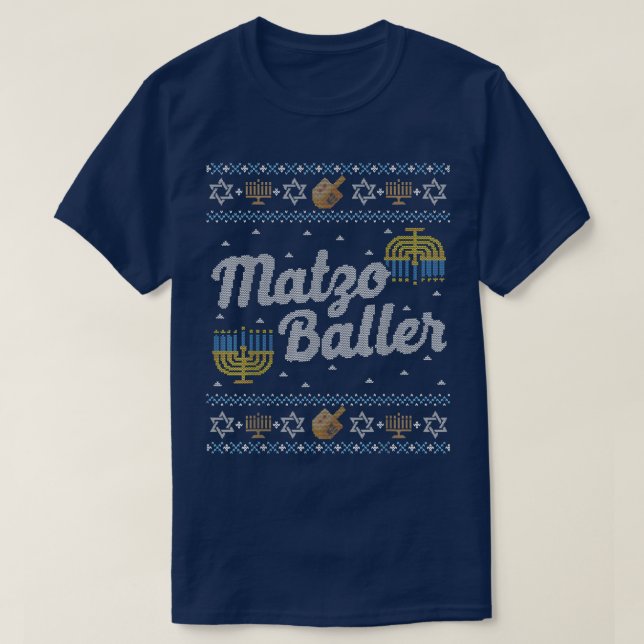 Funny Hanukkah Ugly Sweater Jewish Gift Matzo Ball (Design Front)