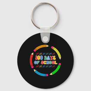 Funny Happy 100 Days Of School Art For Men Women K Keychain