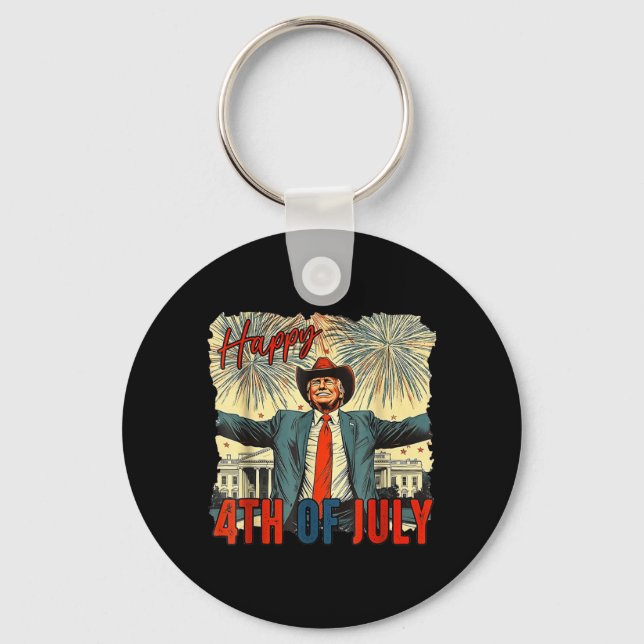 Funny Happy 4th of July Independence Day Keychain (Front)