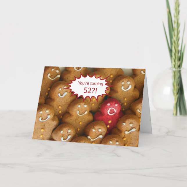 Funny Happy 52nd Birthday Hot Cookie Card (Front)