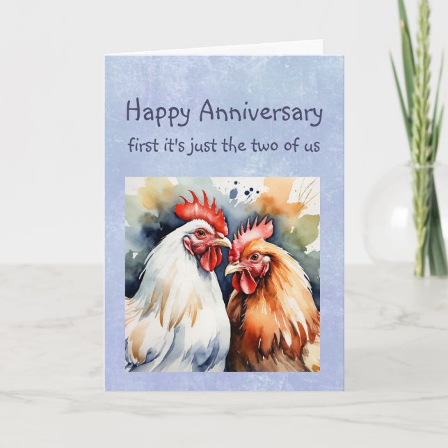 Funny Happy Anniversary Sweetheart Cute Chickens Card (Front)