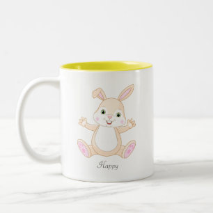 Funny Happy Baby Easter Bunny & Heart  Two-Tone Co Coffee Mug