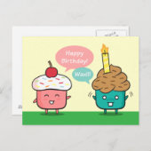 Funny Happy Birthday - Cupcake Candle Woes Postcard (Front/Back)