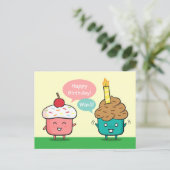 Funny Happy Birthday - Cupcake Candle Woes Postcard (Standing Front)