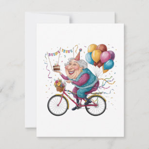 Funny Happy Birthday Grandma Gift Cycling Granny Invitation