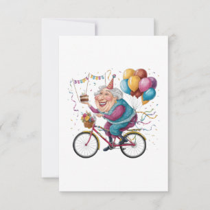 Funny Happy Birthday Grandma Gift Cycling Granny RSVP Card