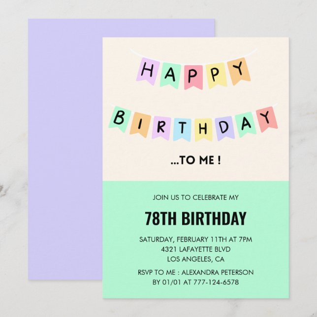  Funny Happy Birthday Humour 78th birthday  Invitation (Front/Back)