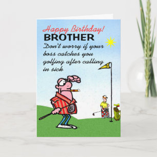 funny  happy birthday wish to golfing brother card