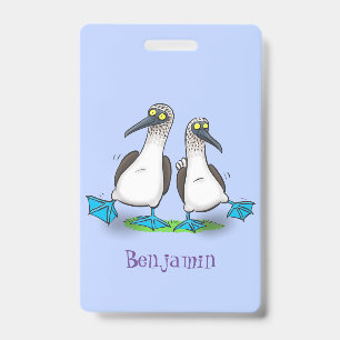 Funny, happy blue footed boobies dancing cartoon badge