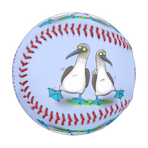 Funny, happy blue footed boobies dancing cartoon baseball