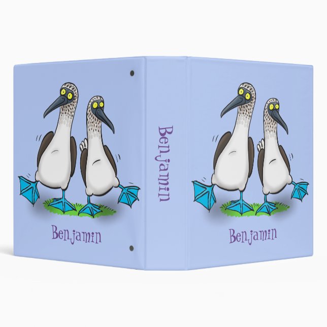 Funny, happy blue footed boobies dancing cartoon binder (Background)