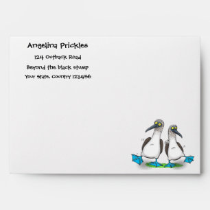 Funny, happy blue footed boobies dancing cartoon envelope