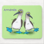 Funny, happy blue footed boobies dancing cartoon mouse pad<br><div class="desc">We love blue footed boobies! These comical sea birds are just fun and are known for their dancing! All drawn in cartoon style!</div>