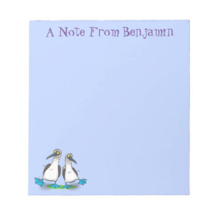 Funny, happy blue footed boobies dancing cartoon notepad