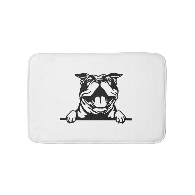 Funny happy Bulldog Bath Mat (Front)