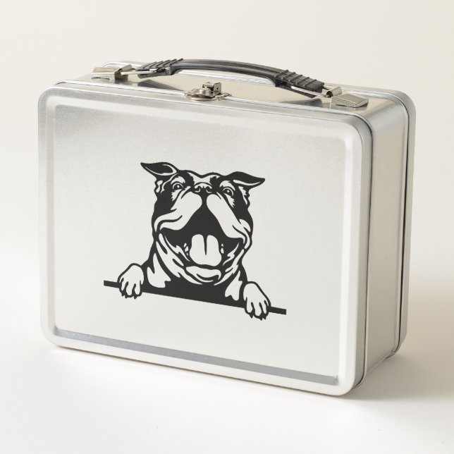 Funny happy Bulldog Metal Lunch Box (Front)