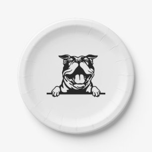 Funny happy Bulldog Paper Plate