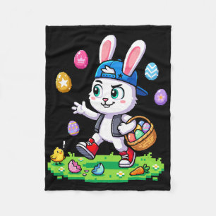 Funny Happy Bunny Egg Hunt Toddler Kids Outfit Boy Fleece Blanket
