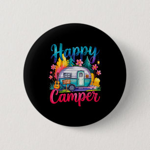 Funny happy camper camping apparel trailer rv kids 2 inch round button