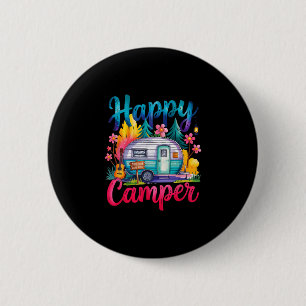 Funny happy camper camping apparel trailer rv kids 2 inch round button