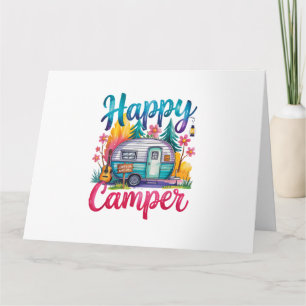 Funny Happy Camper Camping Apparel Trailer RV Kids Card