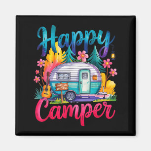 Funny happy camper camping apparel trailer rv kids magnet
