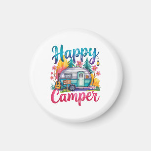 Funny Happy Camper Camping Apparel Trailer RV Kids Magnet