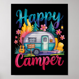 Funny Happy Camper Camping Apparel Trailer Rv Kids Poster