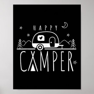 Funny Happy Camper Men Women Camping Lover Poster