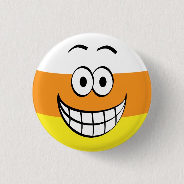 Funny, Happy Candy Corn Halloween 1 Inch Round Button (Front)