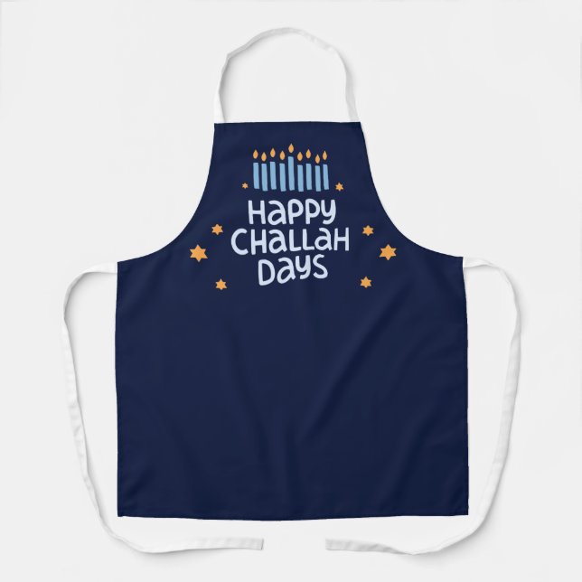 Funny Happy Challah Days Hanukkah Blue Apron (Front)