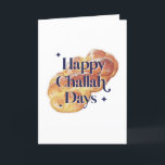 Funny Happy Challah Days Hanukkah Watercolor  Holiday Card<br><div class="desc">© Gorjo Designs. Made for you via the Zazzle platform.
// Need help customizing your design? Got other ideas? Feel free to contact me (Zoe) directly via the contact button below.</div>