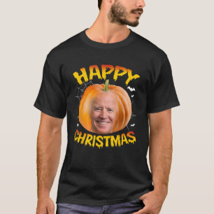 Funny Happy Christmas Anti joe Biden Halloween Pum T-Shirt