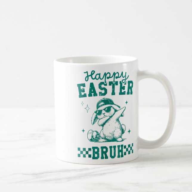 Funny Happy Easter Bruh Bunny Dabbing Cute Easter  Coffee Mug (Right)