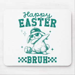 Funny Happy Easter Bruh Bunny Dabbing Cute Easter Mouse Pad