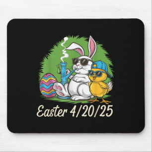Funny Happy Easter Bunny Chick Smoking Weed Mouse Pad