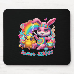 Funny Happy Easter Bunny Chick Smoking Weed Mouse Pad