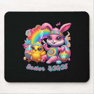 Funny Happy Easter Bunny Chick Smoking Weed Mouse Pad