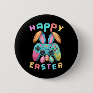 Funny Happy Easter Bunny Gaming Controller Gamer B 2 Inch Round Button