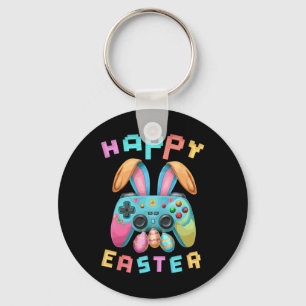 Funny Happy Easter Bunny Gaming Controller Gamer B Keychain