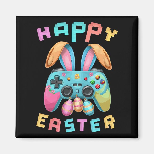 Funny Happy Easter Bunny Gaming Controller Gamer B Magnet (Front)