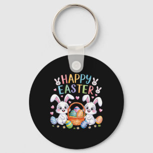 Funny Happy Easter Bunny Toddler Kids Easter Rabbi Keychain