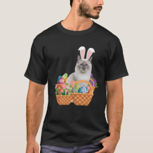 Funny happy easter cute cat bunny eggs basket rabb T-Shirt